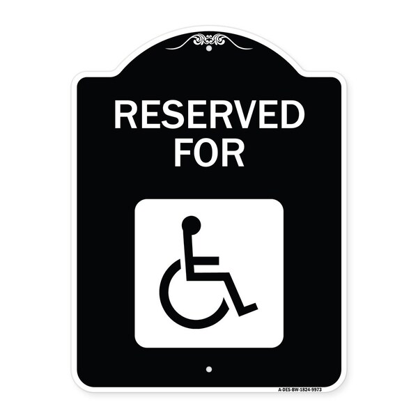 Signmission Designer Series-Graphic Handicapped Reserved Black & White Heavy-Gauge Alum, 24" x 18", BW-1824-9973 A-DES-BW-1824-9973 - main